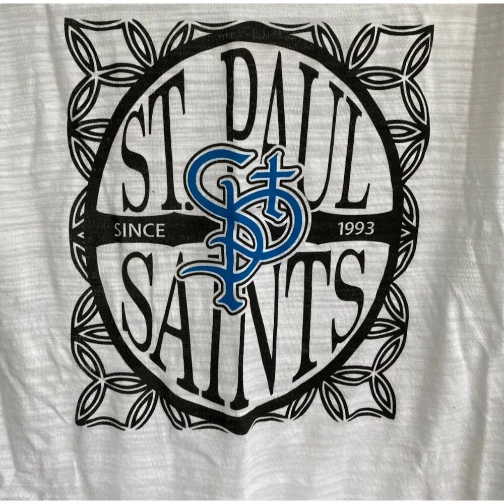 St Paul Saints MN Soft As A Grape Tee Shirt Jersey Women's Sz S Black White NWT - Picture 3 of 8
